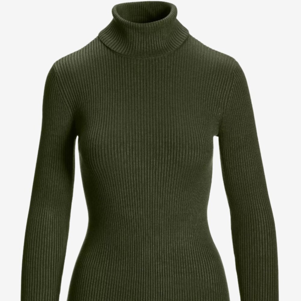 Ribbed Turtleneck Sweater - Olive